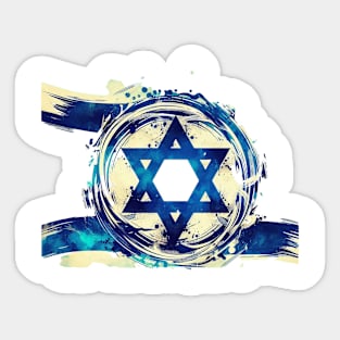 The flag of the State of Israel flutters in the sky Sticker